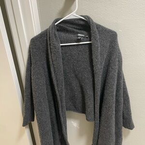 DKNY Womens Lambs Wool Open Front Long Sleeve Cardigan Black Size S